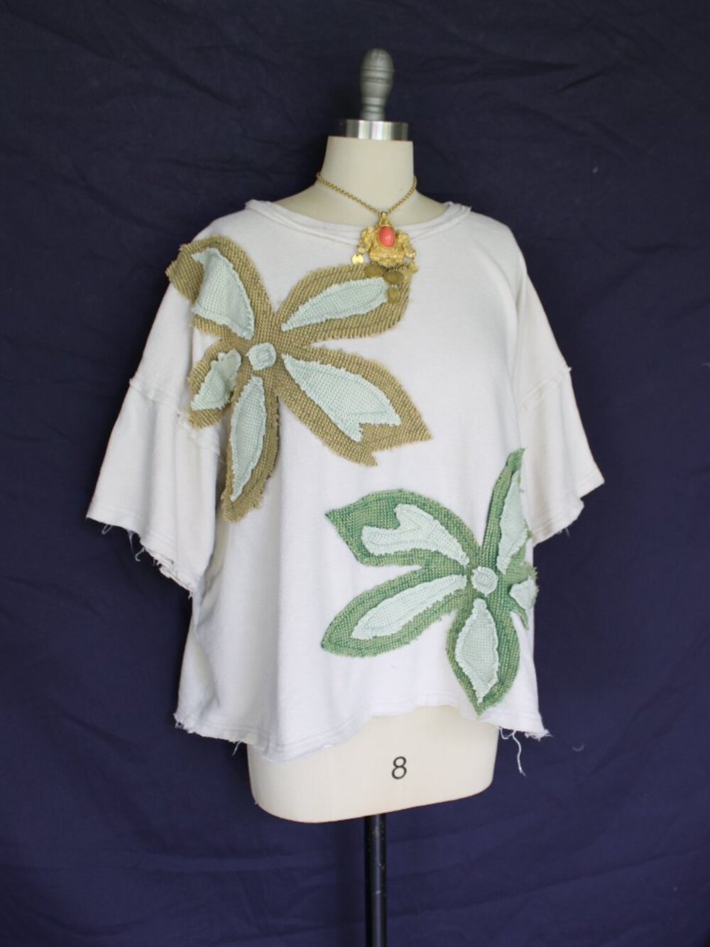 Oli & Hali oversized Flower applique Patchwork patch tunic Top free people S - Picture 8 of 11